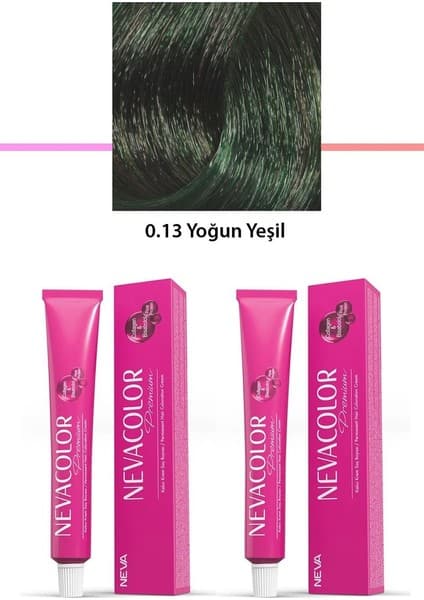 2 Li Set Premium 0.13 Yoğun Yeşil - Kalıcı Krem Saç Boyası 2 x 50 G