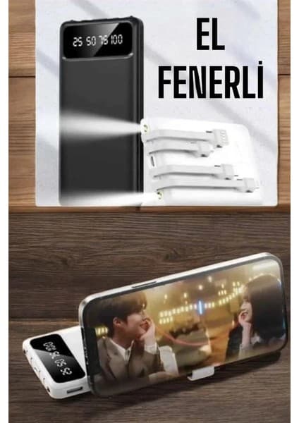 AyrStore 20.000 Mah LED Işıklı LCD Ekran USB Girişli Type-C