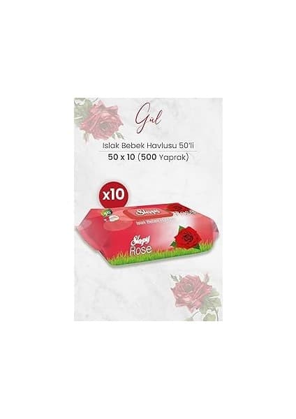 Mey İthalat Sleepy Gül Kokulu Islak Bebek Havlusu 50 x 10 Adet (500