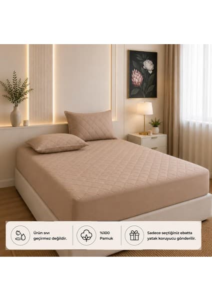 Formeya Yatak Koruyucu Alez Kapitone Kahverengi RENK%100 Pamuk Fitted Alez Çarşaf 90 x