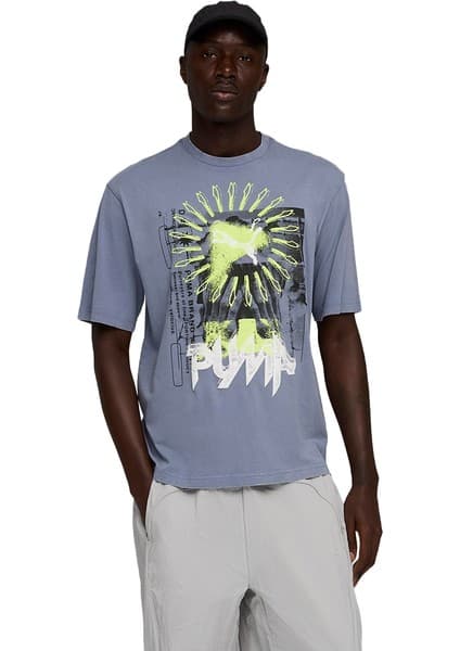 Puma Graphic Erkek Gri Günlük Stil T-Shirt