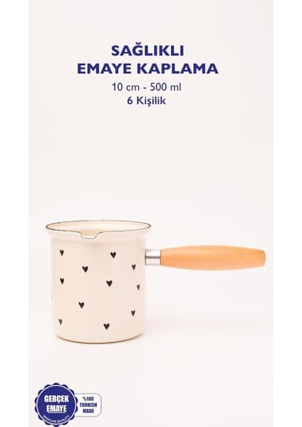 Black Cupid Emaye Ahşap Saplı Cezve (500ML-6 Kişilik) Fiyatı