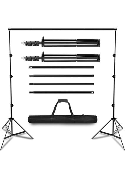 OEM 2,6 x 3 M / 8,5 x 10 Ft Taşıma Çantalı Ayarlanabilir Fotoğraf Standı Arka Plan Destek Sistemi