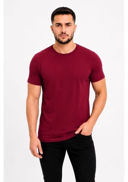 Tarz Yeri Erkek Basic Tişört Bisiklet Yaka Kısa Kol Günlük Yazlık Slim fit T-Shirt -