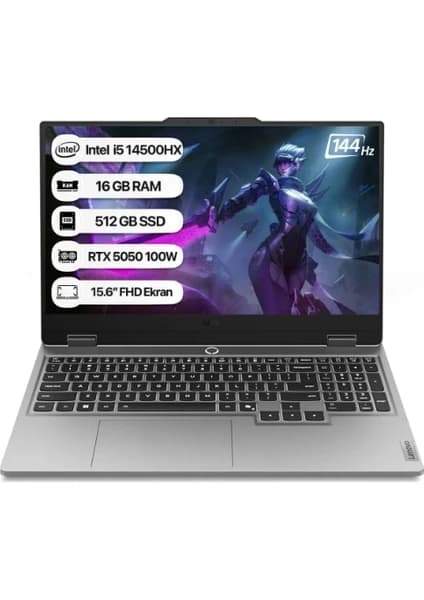 Lenovo LOQ Intel Core i5 14500HX 16GB 512GB SSD RTX5050 Freedos 15.6" Taşınabilir Bilgisayar 83JE0128TR