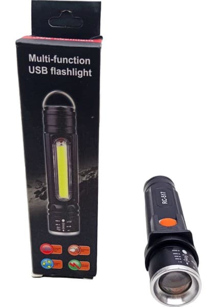 Akıllı Bayi Zomlu USB Şarjlı El Feneri Metal