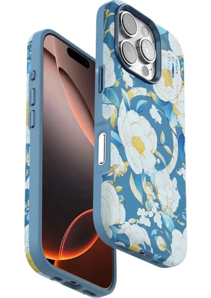İlk El Grup iPhone 16 Pro Max Flower Series Magsafe Kapak - Mavi