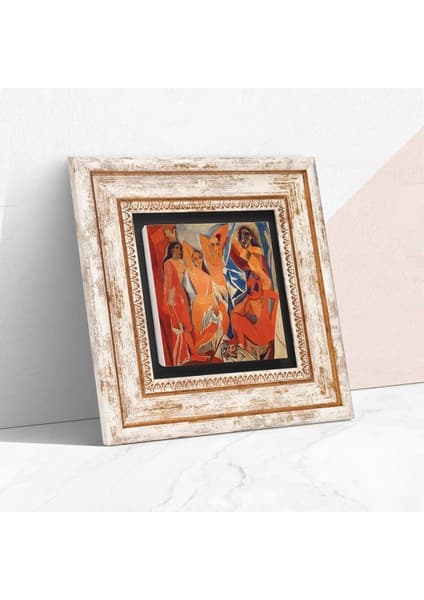 Picasso Avignonlu Kızlar Taş Duvar Tablosu - Çerçeveli Taş Tablo - Dekoratif Duvar Sanatı -