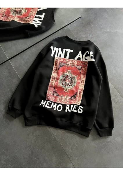 Tarz Yeri Bisiklet Yaka Üç Iplik Baskılı Oversize Sweatshirt Fiyatı