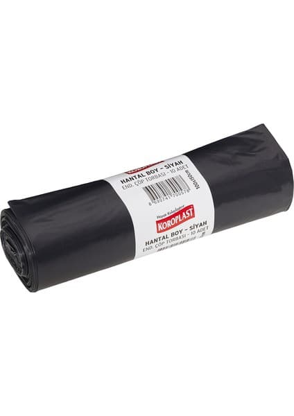 Koroplast Endüstriyel Hantal Boy Siyah Çöp Poşeti 10'lu 100X150 Cm, Yırtılmaz & Sızdırmaz, Çift