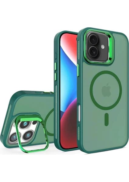 Techora Sale Mey Ithalat® iPhone 16 Plus Flet Lens Magsafe Kapak - Koyu Yeşil
