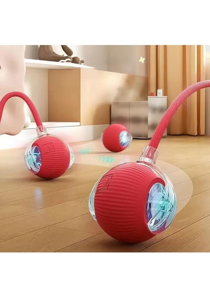 Akıllı Kedi Oyuncağı, Otomatik Yuvarlanan Interaktif Top, Hareketli Kuyruk, USB Şarjlı, LED