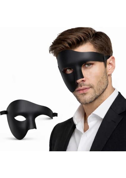ALK Siyah Yarım Erkek Maske – Phantom Parti Balo