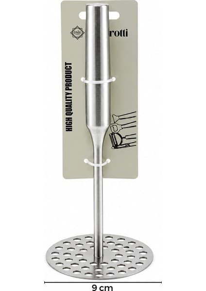 Yuvarlak Çap : 8cm Metal Saplı = 11.5cm Metal Patates Ezici Toplam Uzunluk : 26.5cm