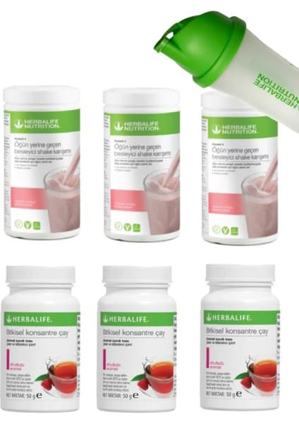 Herbalife Shake 3 Adet Ahududu + Çay 3 Adet Ahududu + Shaker