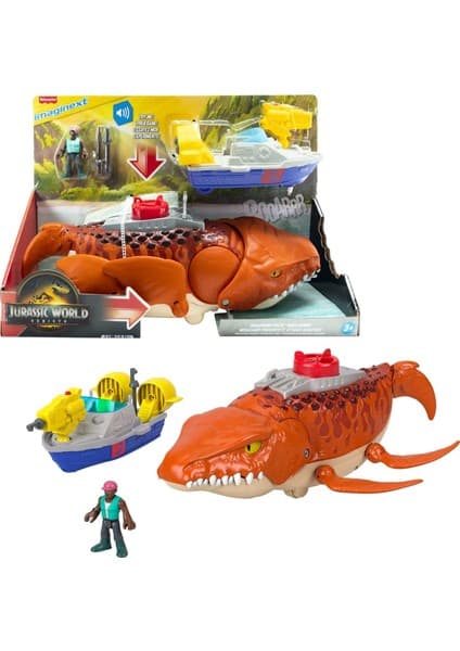 Frefly Store Fisher-Price Imaginext Jurassic World Rebirth Dev Ağızlı Mosasaurus, 45,5 Cm'lik