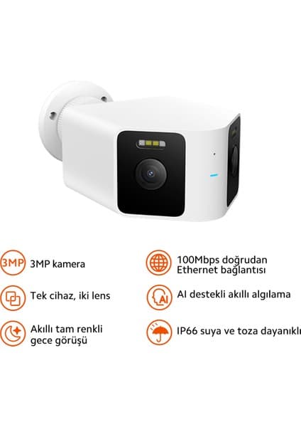 Xiaomi Outdoor Camera CW100 Dual Akıllı Güvenlik Kamerası, Çift Lens, IP66 (Xiaomi Türkiye
