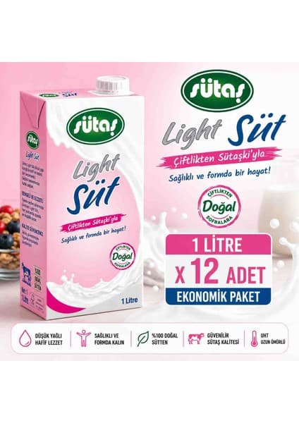 Sütaş Liğht Süt 1lt x 12
