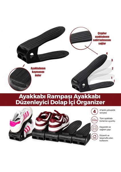 Akıllı Bayi 6 Adet Siyah Plastik Ayakkabı Rampası