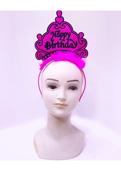 Store Happy Birthday Neon Fuşya Renk Doğum Günü Tacı 24X15