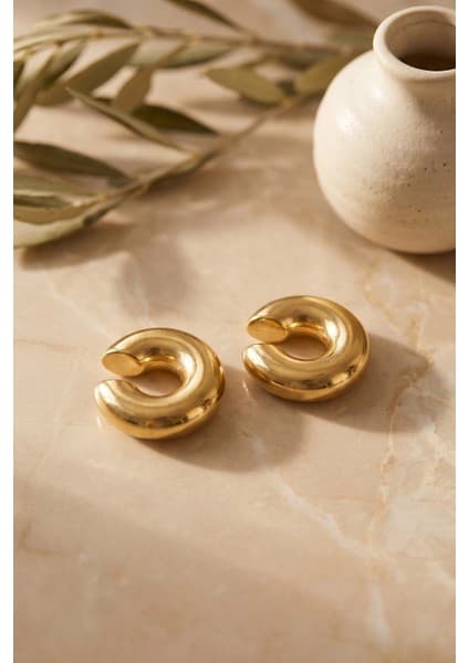 Sora Group 316L Çelik Gold Renk Çiftli Earcuff