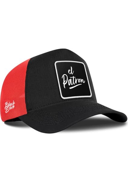 BlackBörk El Patron Logolu Cordura Siyah-Kırmızı Trucker