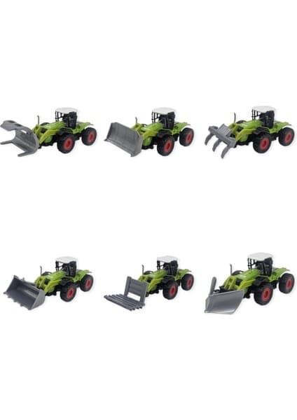 6'lı Set Farm Mini Oyuncak Traktör - 14 cm Çiftlik Araçları