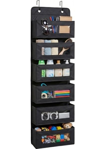 6 Katlı Kapı Arkası Asılabilir Pencereli Organizer | Çok Gözlü Düzenleyici, Çocuk Odası ve Banyo