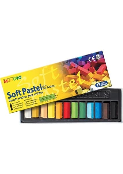 Mps-12 Pastel Boya Yumuşak Köşeli 1/2 Toz Pastel, 12