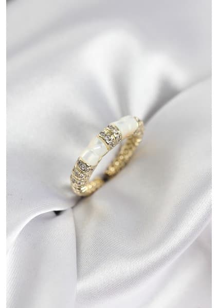 Bezos Zirkon Taşlı Kemik Model Gold Renk Kadın