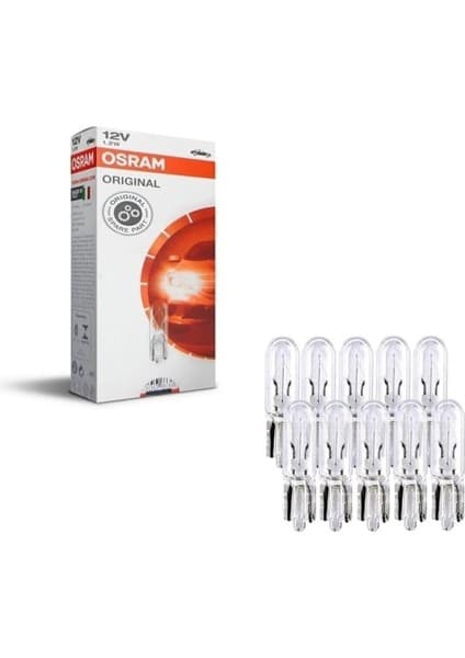 12V T5 1.2W Dipsiz Gösterge Ampulü 10 Adet Orjinal 2721
