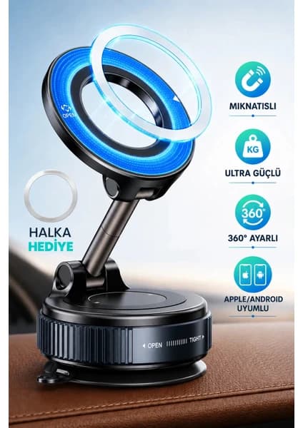Techaks K007 Her Yüzeyle Uyumlu Silikon Zeminli 360 Derece Dönebilen Telefon Tutucu