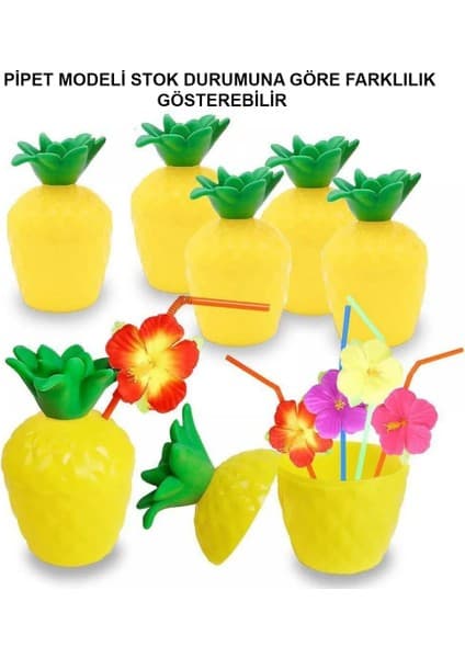 Colezium Ananas Hawaii Luau Ha Pipetli Içecek Kabı Bardak 10X13 cm 1