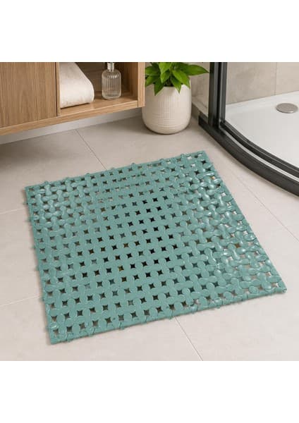 Tr Banyo Yer Karosu 33X33 Cm, Kaymaz Plastik Duş Matı, Geçmeli Modüler Banyo Paspası, Su