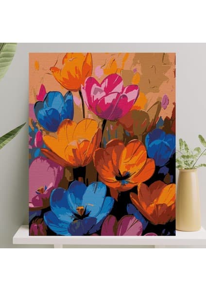 Tr Sayılarla Boyama Tuval Seti Fırça Boya Dahil (Çıtalı) 40X50 cm - Renkli