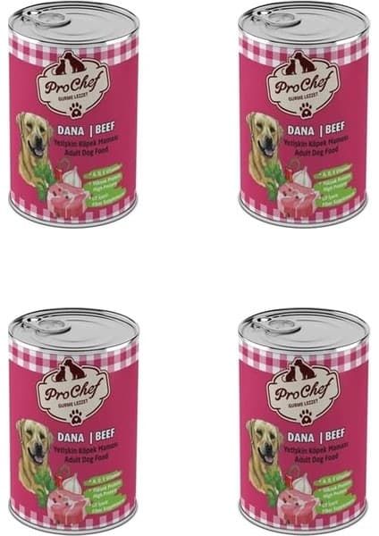 Xml Bayiciniz Tr 4 Adet 415 gr Yetişkin Dana Etli & Tahılsız Kıyılmış Köpek Maması Konserve Yaş