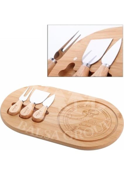 Tr Bambu 4 Parça Peynir Sunum Tahtası Seti 33CM